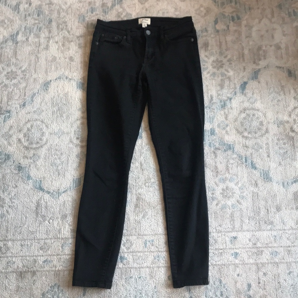 J. Crew; black “toothpick” skinny jean